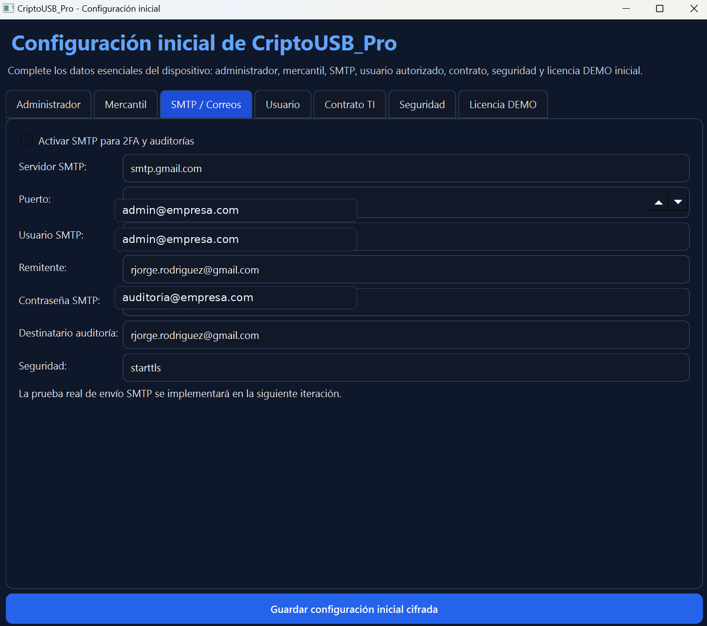 Configuración SMTP