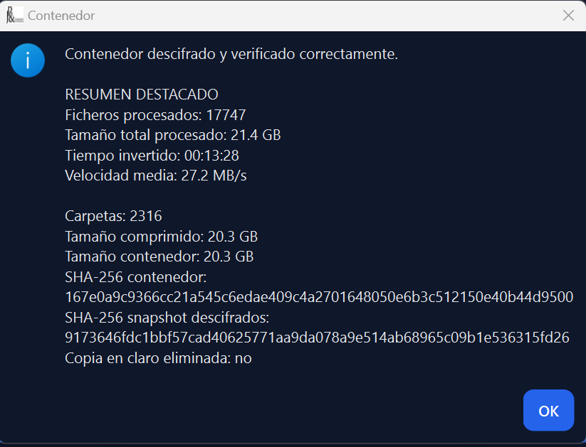 Resumen final de operación